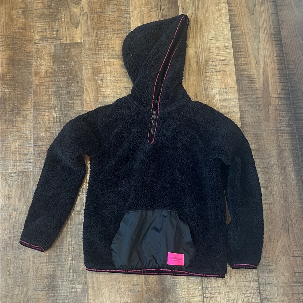 Calvin Klein Black Fleece Hoodie with Pink Accents like new never worn